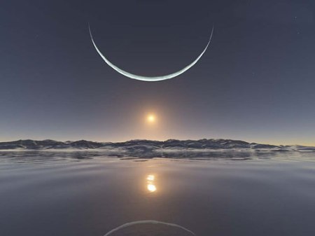 moon north-pole sunset